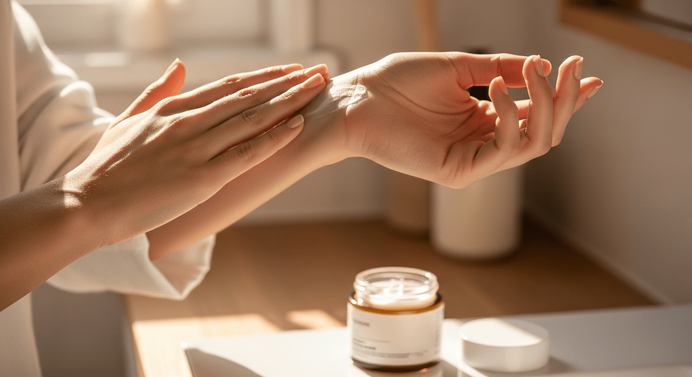 Self-care skincare moment